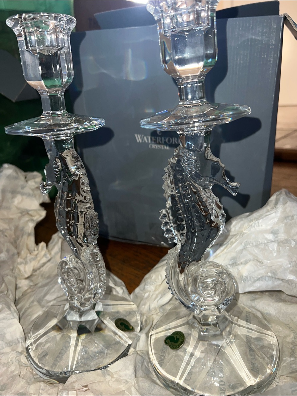 Waterford Seahorse Candlesticks Pair - Picture 3 of 7